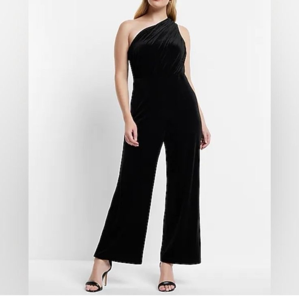 Express Black One-Shoulder Jumpsuit